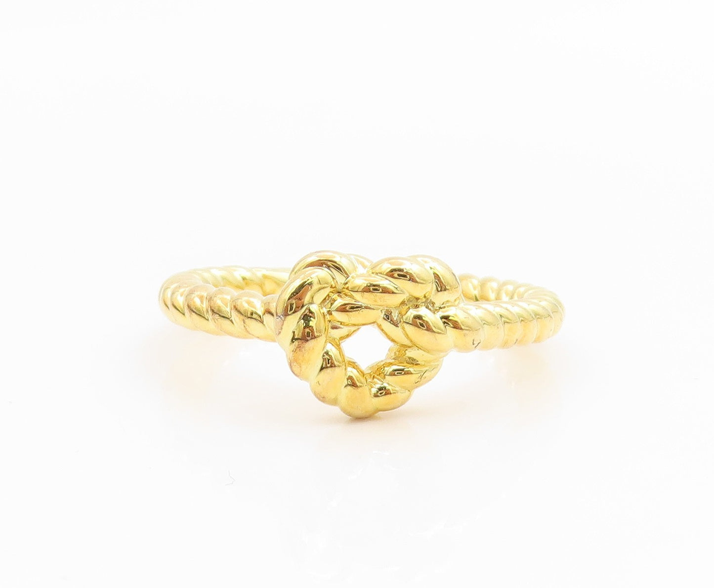 925 Sterling Silver Vintage Ring Gold Plated Love Heart Knot  Sz 10  RG35791
