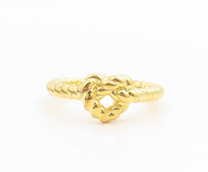 925 Sterling Silver Vintage Ring Gold Plated Love Heart Knot  Sz 10  RG35791