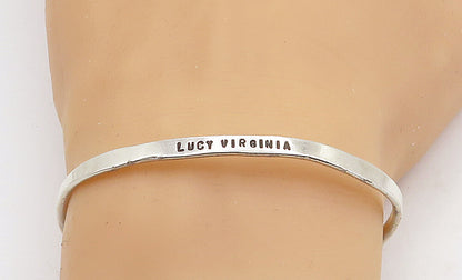 PRAXIS 925 Sterling Silver  Petite Lucy Virginia Stamped Cuff Bracelet  BT2778
