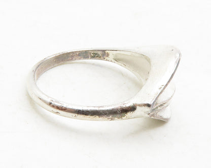 925 Sterling Silver  Vintage Shiny Sculpted Matte Band Ring Sz 6.5  RG13174