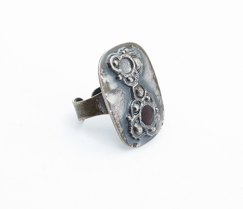 MIW GERMANY 925 Silver  Vintage Oxidized Modernist Band Ring Sz 6  RG4324