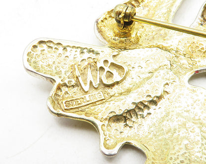 W&S SORENSEN 925 Silver  Vintage Shiny Two Tone Angel Motif Brooch Pin  BP4143