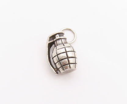 925 Sterling Silver Vintage Pendant Antique 3D Carved Pin Bomb Charm  PT24671