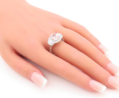925 Sterling Silver Vintage Ring Rectangle Shape Three Tone CZ  Sz 7  RG29590
