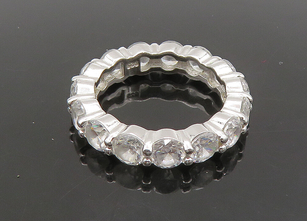 925 Sterling Silver  Vintage Cubic Zirconia Eternity Band Ring Sz 5  RG22811