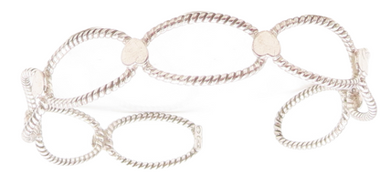 925 Sterling Silver  Shiny Love Heart Open Twist Design Cuff Bracelet  BT2441