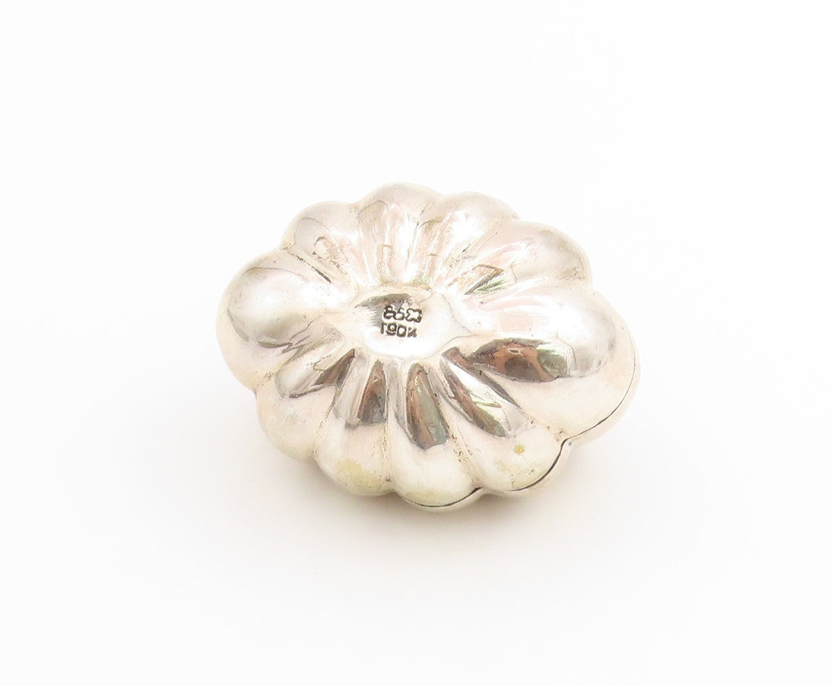 925 Sterling Silver Vintage Trinket Box EUROPE Solid Pumpkin Shape OPENS  TR4058