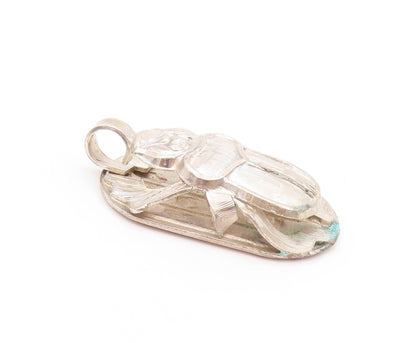 925 Sterling Silver Vintage Pendant Solid 3D Scarab Design Cutout  PT23970