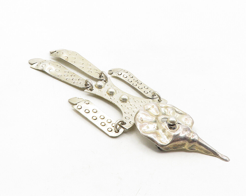 MEXICO 925 Sterling Silver  Vintage Shiny Happy Clown Motif Brooch Pin  BP4111