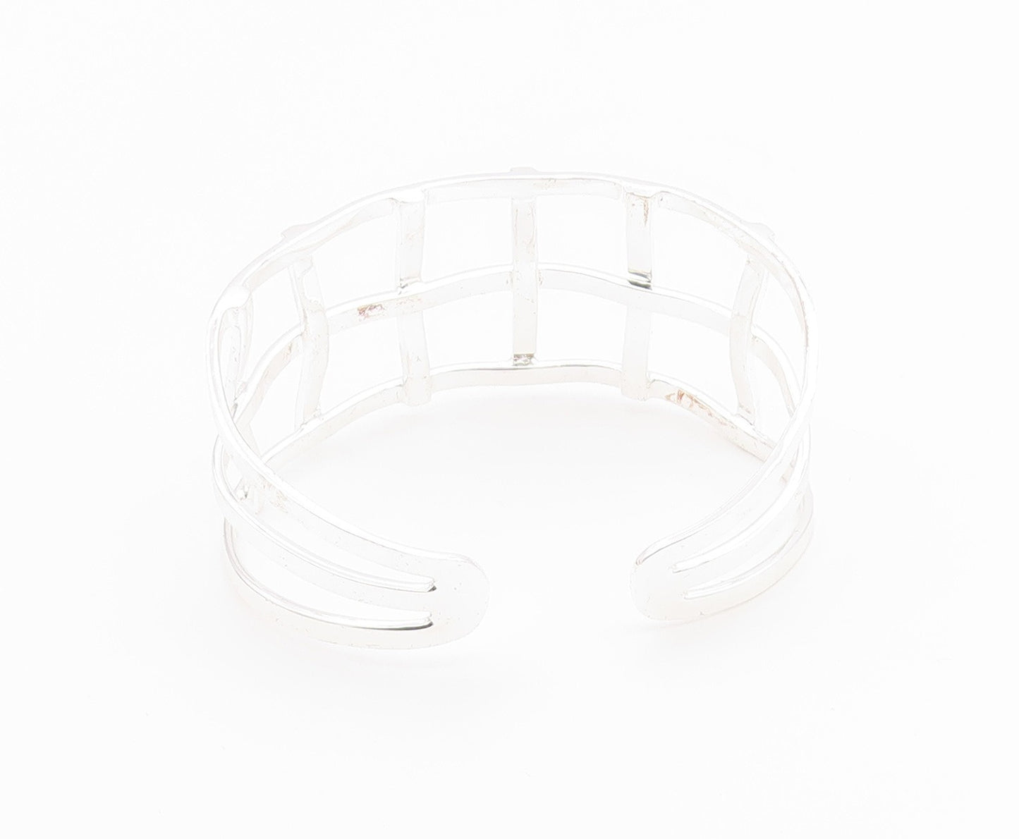 925 Sterling Silver  Shiny Polished Open Square Design Cuff Bracelet  BT7117