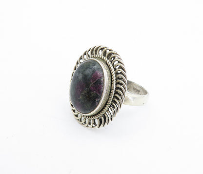 925 Sterling Silver  Vintage Cabochon Cut Jasper Cocktail Ring Sz 8  RG7848