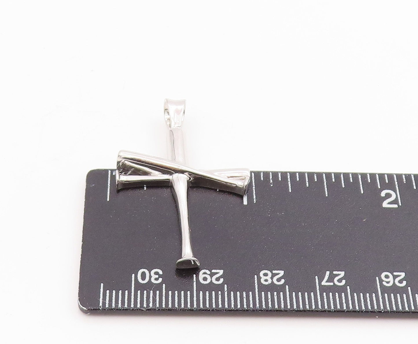 925 Sterling Silver Vintage Pendant Baseball Bat Religious Cross Charm  PT25653