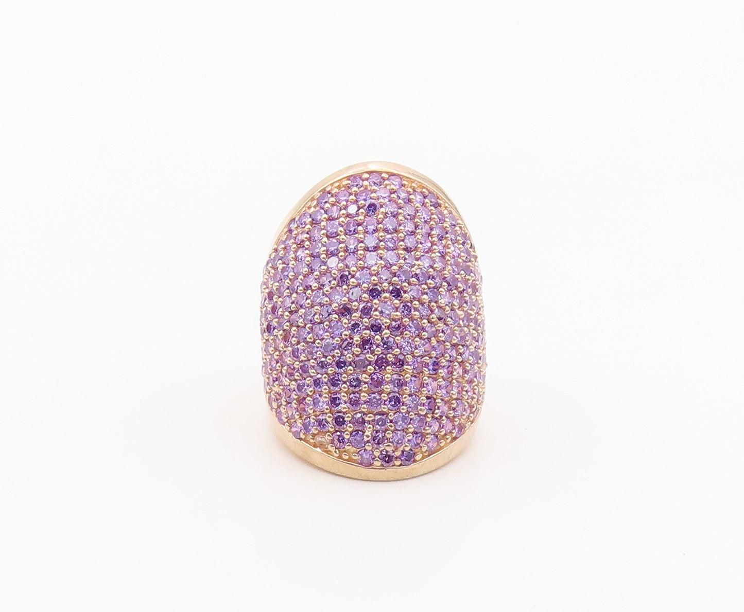 925 Sterling Silver Vintage Ring Gold Plated Amethyst Cluster  Sz 6.5  RG36403