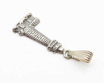 SW 925 Sterling Silver  Vintage Light House Motif Etched Detail Pendant PT8338