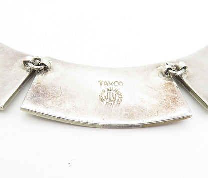 JLVL TAXCO MEXICO 925 Sterling Silver  Vintage Inlaid Stone Necklace  NE1319