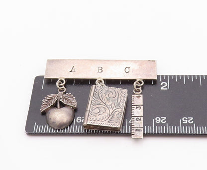 925 Sterling Silver Vintage Brooch GFMW Dangling Book Nut Scale Charm  BP11570