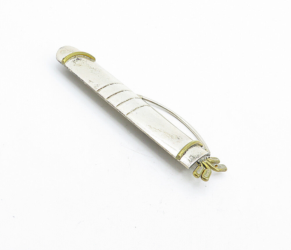 MEXICO 925 Sterling Silver  Vintage Two Tone Golf Clubs Brooch Pin  BP1547