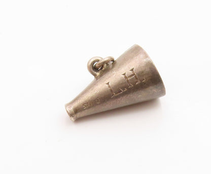 925 Sterling Silver  Vintage Petite Cheer Megaphone A Initial Pendant  PT18458