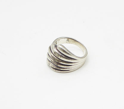 925 Sterling Silver  Vintage Feather Design Bypass Band Ring Sz 9  RG3397