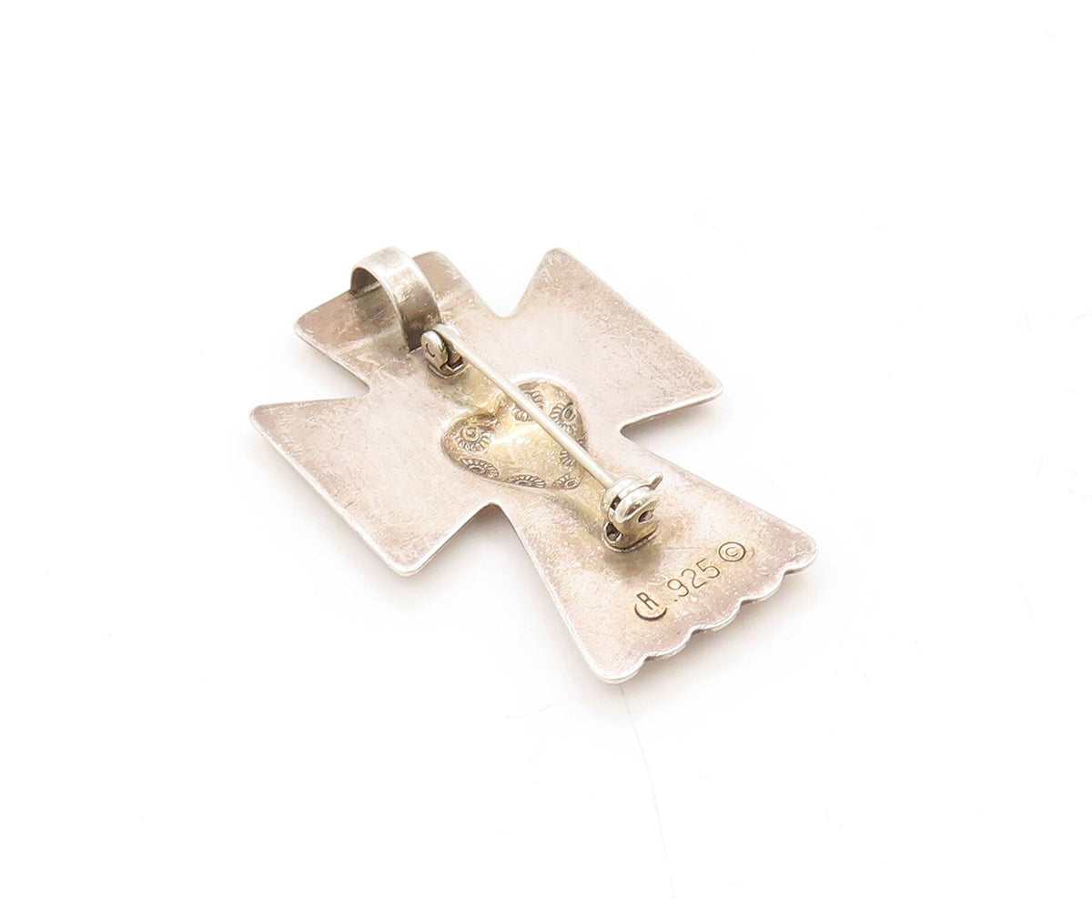 925 Sterling Silver Vintage Brooch Pin CAROLYN POLLACK Angel Cross  BP11307