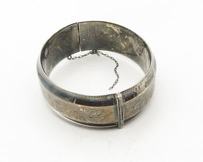 LADGE FAYRE 925 Silver  Vintage Oxidized Floral Vine Bangle Bracelet  BT4317