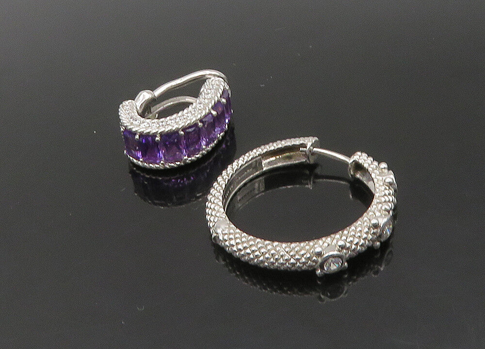 JUDITH RIPKA 925 Silver Vintage Multi Stone Lot Single Hoop Earrings EG11322