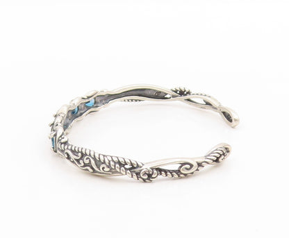 925 Sterling Silver Vintage Bracelet CAROLYN POLLACK Blue Topaz Cuff  BT11765