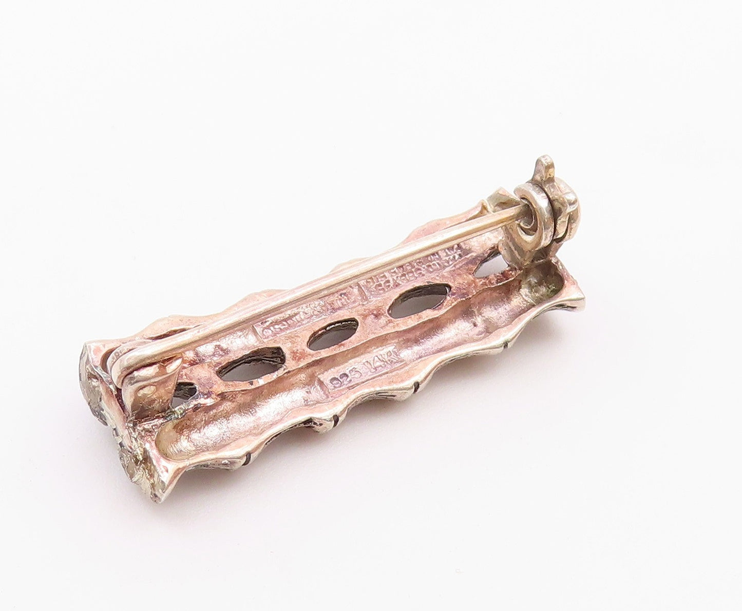 DESIGNER 925 Sterling Silver  Vintage Petite Double Bamboo Brooch Pin  BP9076