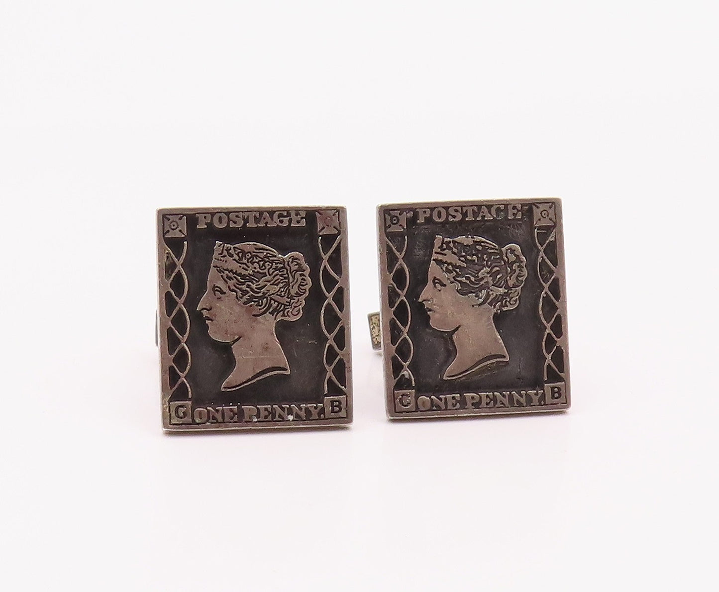 FENWICK & SAILORS 925 Silver  Vintage One Penny Postage Stamp Cufflinks TR3283