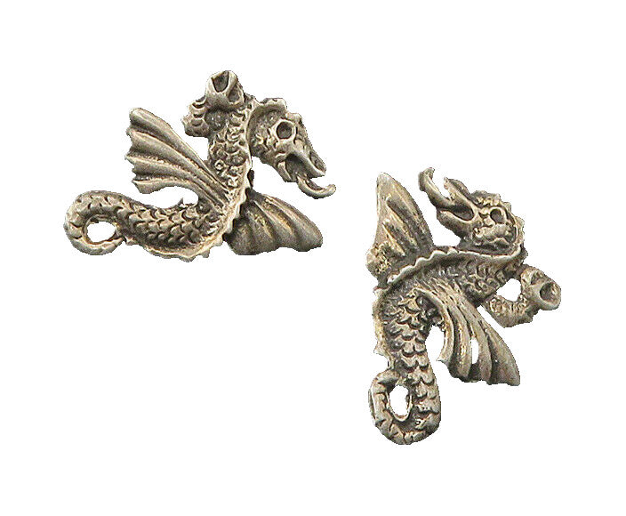 925 Sterling Silver   Vintage Dark Tone Seahorse Non Pierce Earrings  EG11279