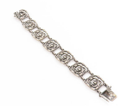 925 Sterling Silver Vintage Bracelet EUROPE Brutalist Design Panel Link  BT11737