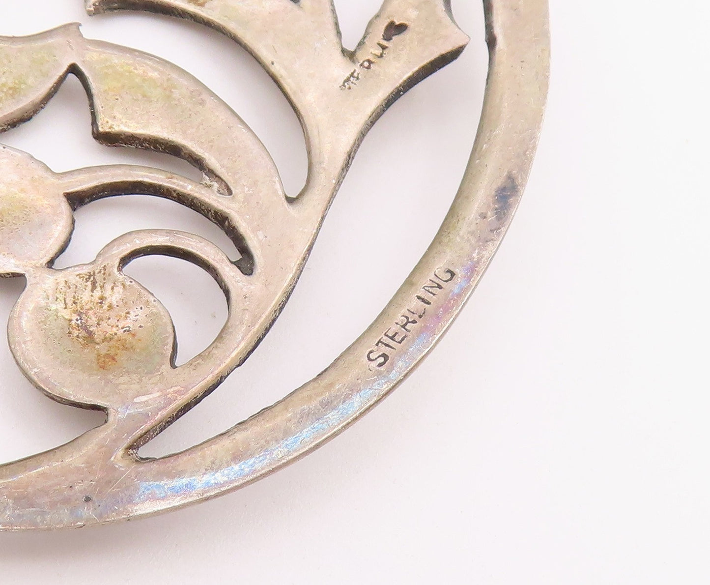 925 Sterling Silver  Vintage Blooming Floral Leaf Vine Brooch Pin  BP3227
