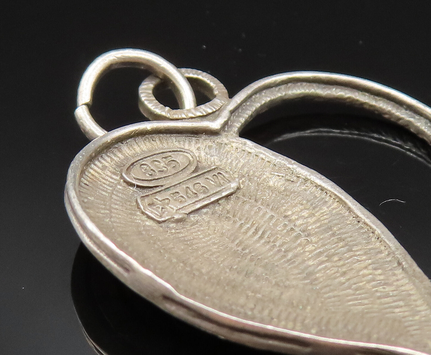925 Silver  Vintage Engraved Question In Italian Half Heart Pendant  PT21132