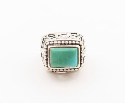 925 Sterling Silver Vintage Ring Turquoise Open Scrollwork Band  Sz 8  RG36633