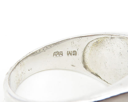 925 Sterling Silver  Vintage Cubic Zirconia Square Band Ring Sz 12  RG11030