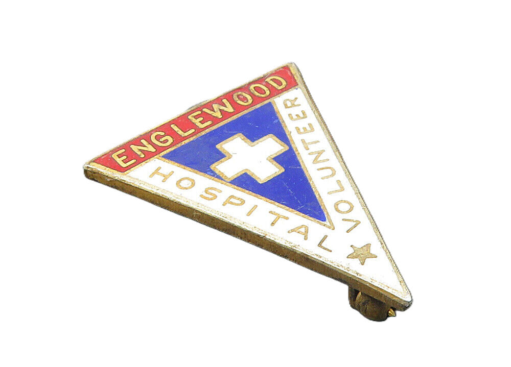 925 Sterling Silver  Vintage Englewood Hospital Volunteer Brooch Pin  BP4199