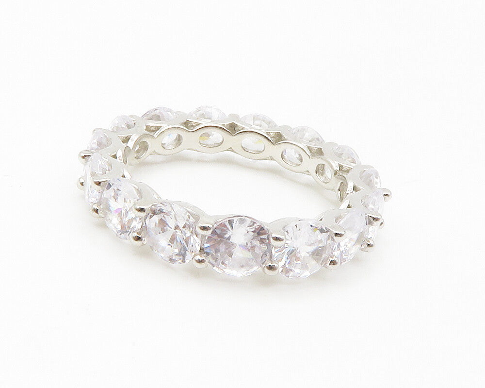 925 Sterling Silver  Sparkling Cubic Zirconia Eternity Ring Sz 9.5  RG14943