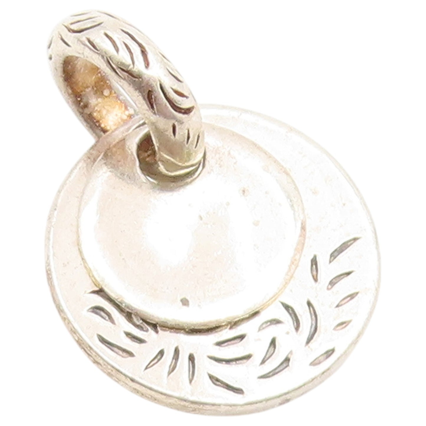 925 Sterling Silver Vintage Pendant SILPADA Etched Double Circle Charm  PT26565