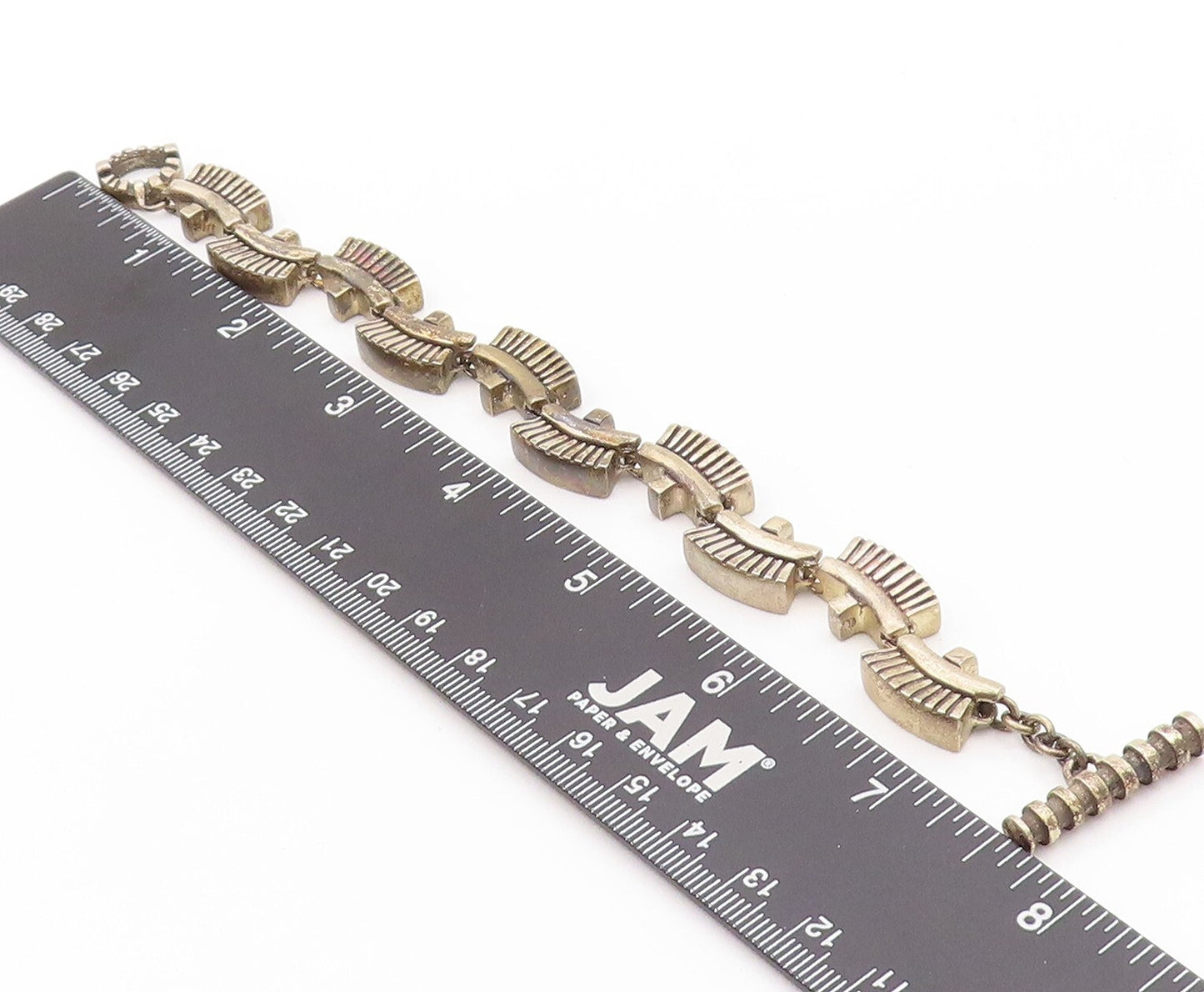 925 Sterling Silver Vintage Bracelet Carved Brush Design Toggle Lock  BT11076