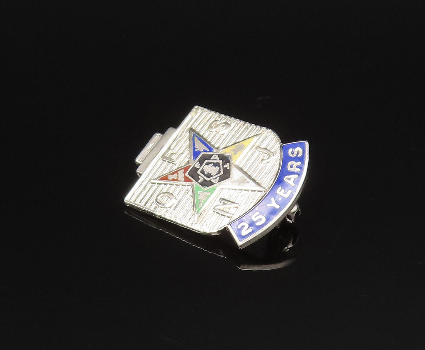 925 Sterling Silver  Vintage Enamel Order Of Eastern Star Brooch Pin  BP9558