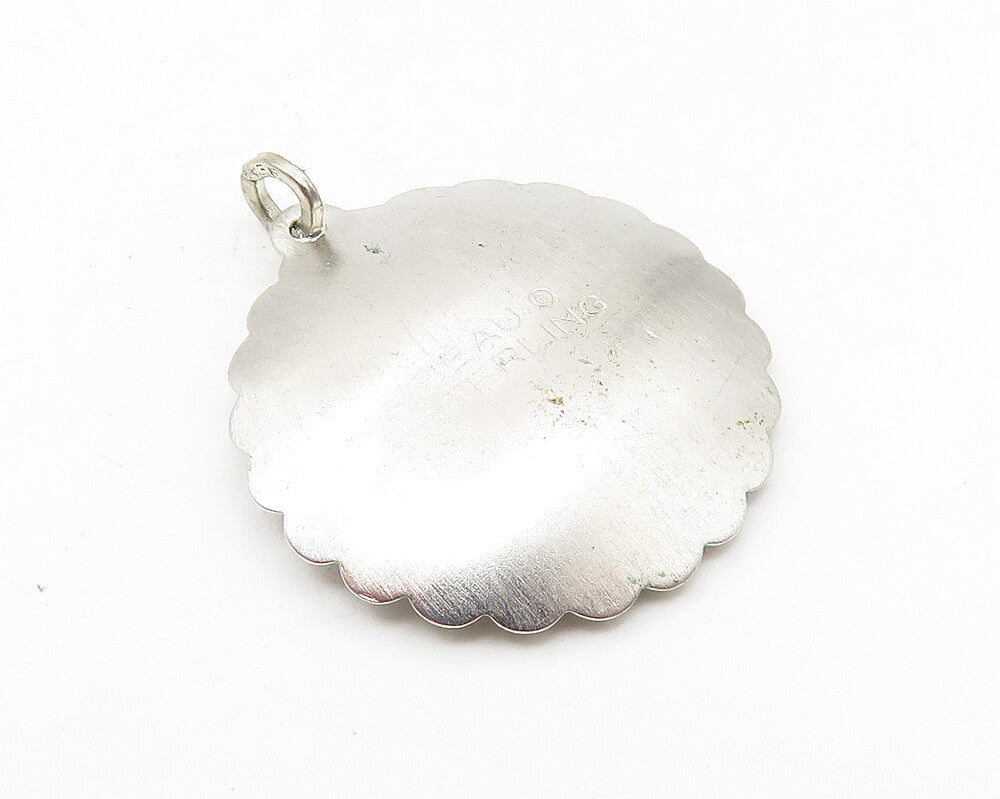 925 Sterling Silver  Vintage Shiny Happy Anniversary Round Pendant  PT8915