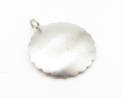 925 Sterling Silver  Vintage Shiny Happy Anniversary Round Pendant  PT8915