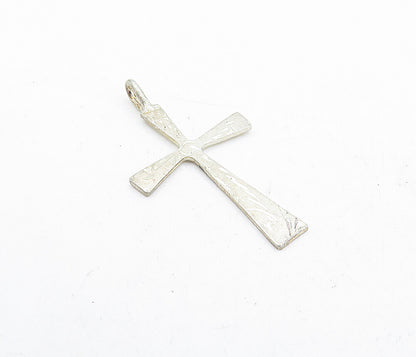 925 Sterling Silver  Vintage Petite Etched Religious Cross Drop Pendant PT3929