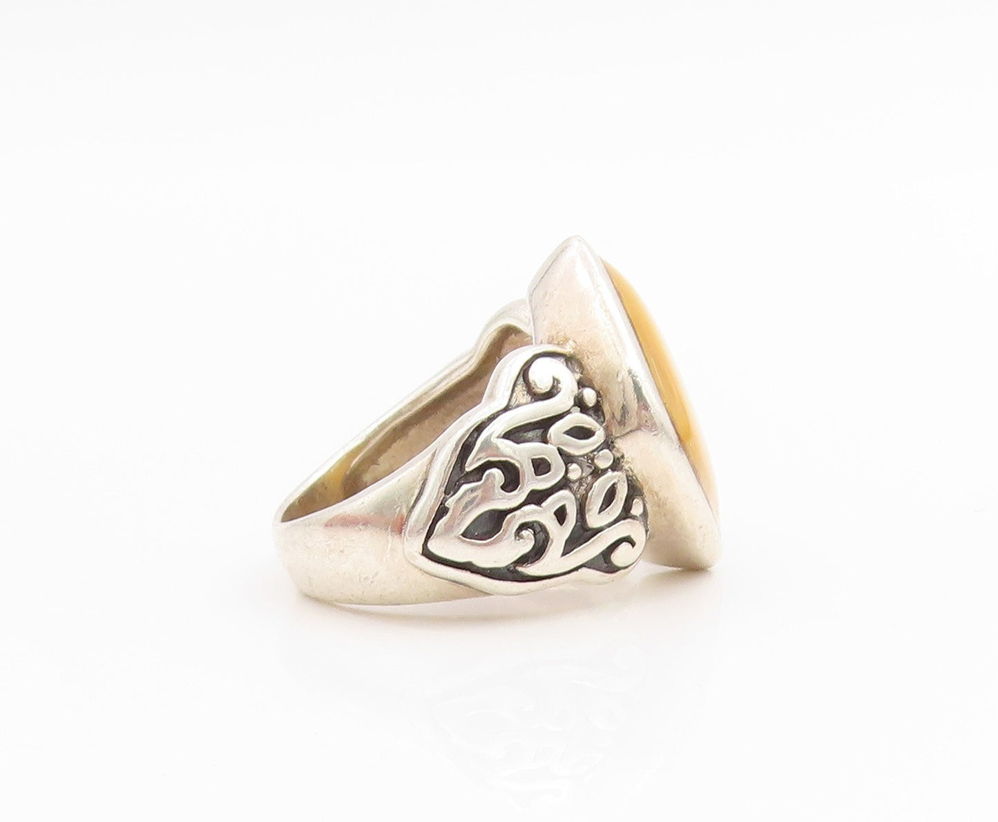 925 Sterling Silver Vintage Ring Carved Floral Scrollwork Band  Sz 6  RG33880
