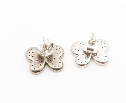 925 Sterling Silver Vintage Earrings OLIVIA Real Diamond Butterfly Stud  EG14150