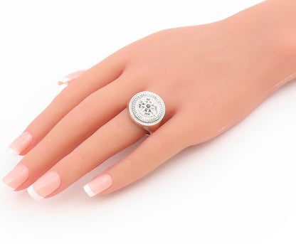 925 Sterling Silver Vintage Ring Carved Nautical Compass Signet  Sz 9.5  RG34415