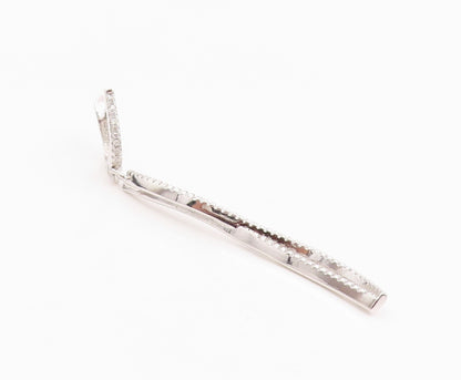 925 Sterling Silver Vintage Earrings CZ Pave Modernist Twisted Dangle  EG14228