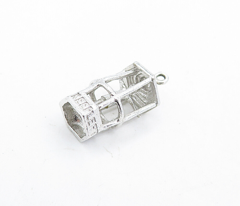 925 Sterling Silver  Vintage Shiny Keep Left Etched Caged Man Pendant  PT4783