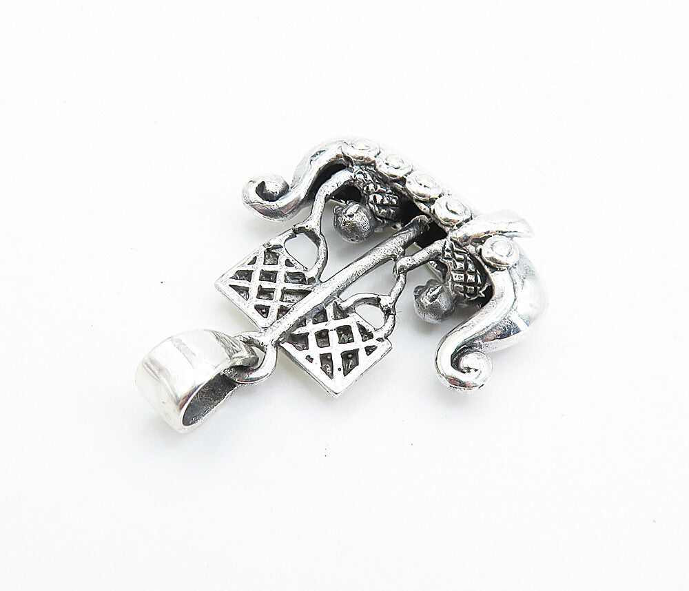 925 Sterling Silver  Vintage Two People Rowing Gondola Boat Pendant  PT5433