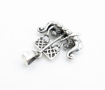 925 Sterling Silver  Vintage Two People Rowing Gondola Boat Pendant  PT5433
